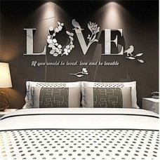 3D Mirror Love Wall Stickers Quote Flower Acrylic Decal DIY Art Mural Home Decor   123257159651
